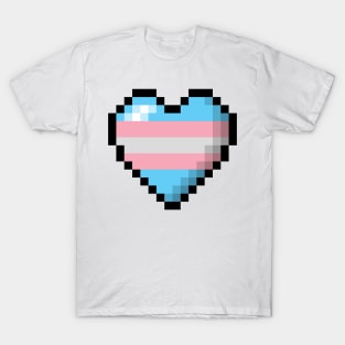 Large Pixel Heart Design in Transgender Pride Flag Colors T-Shirt